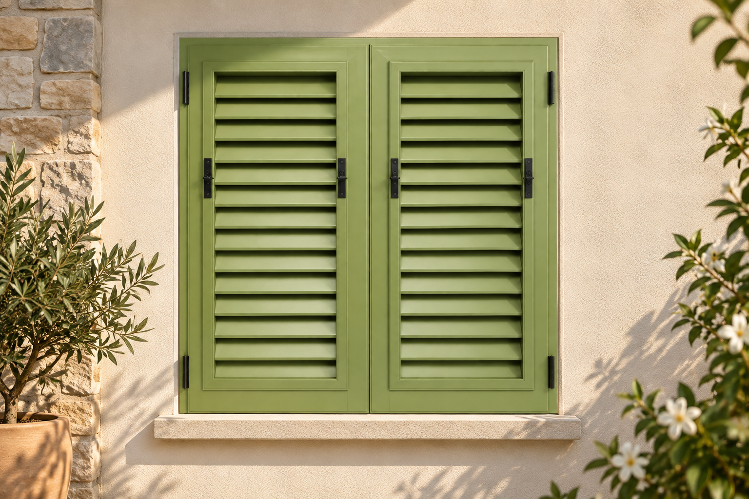 Persiana Viola verde chiaro in alluminio con telaio perimetrale